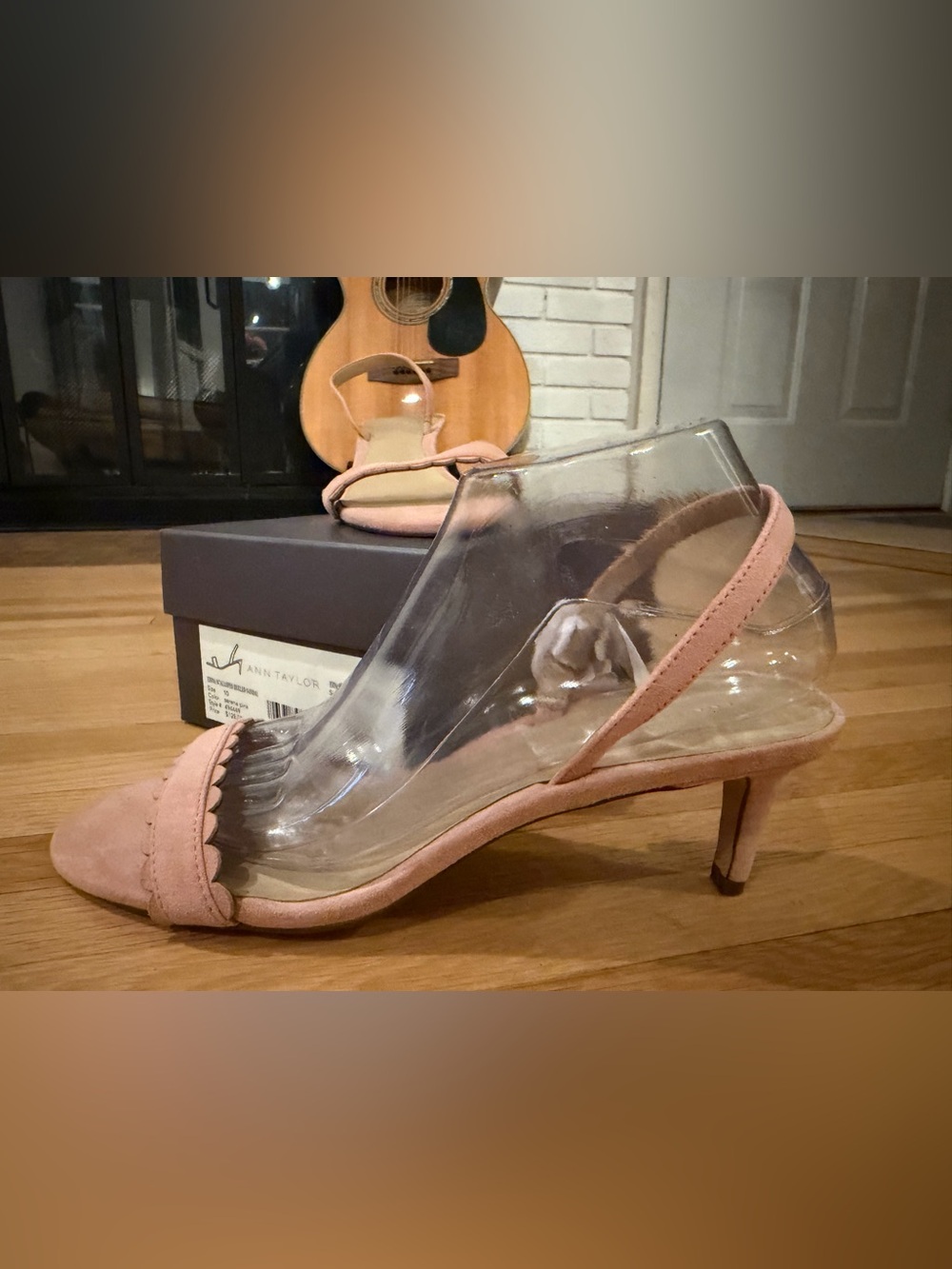 Ann Taylor Blush Suede Scalloped Slingback Kitten Heel sz 10